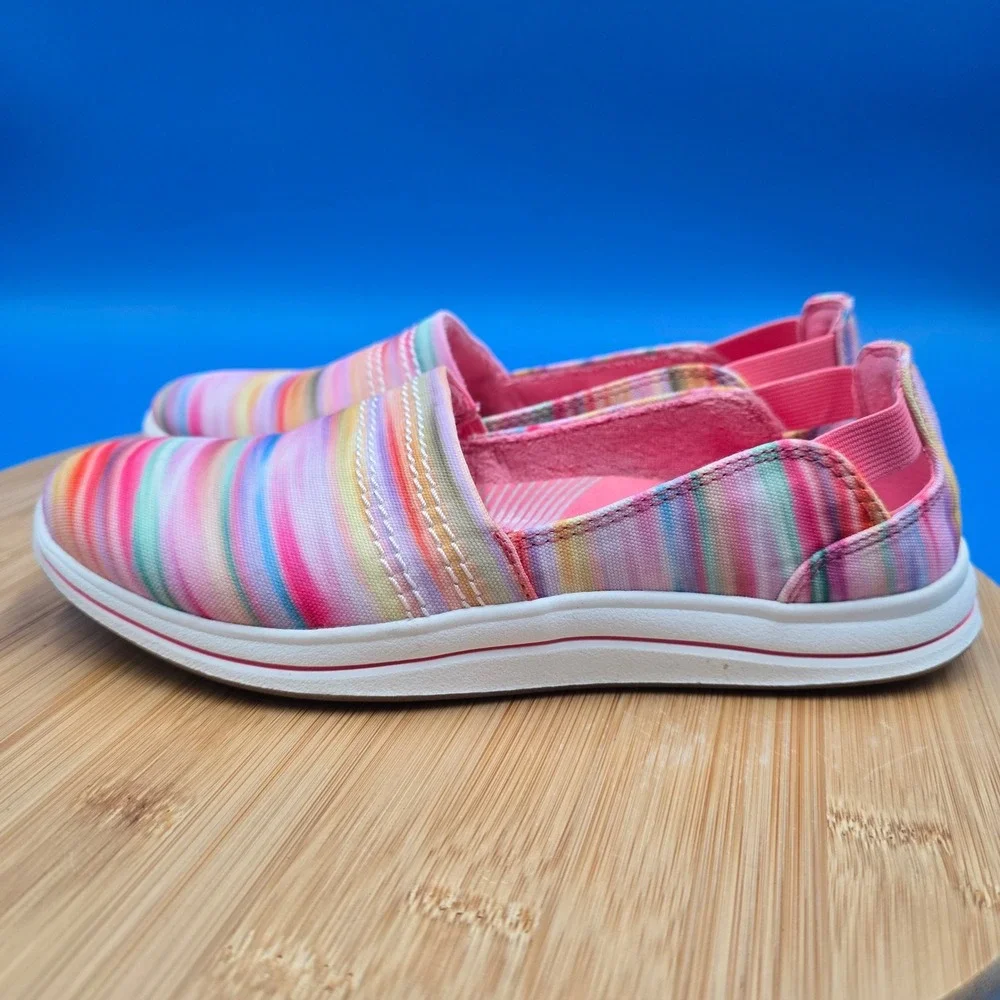 Clarks‎ Cloudsteppers Sillian 2.0 Pace Multi Color Stripe Slip On Loafers Size 5